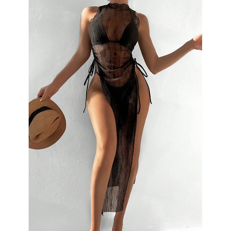 Robe maxi à lacets latéraux transparents en dentelle pour dames Chic und Stil