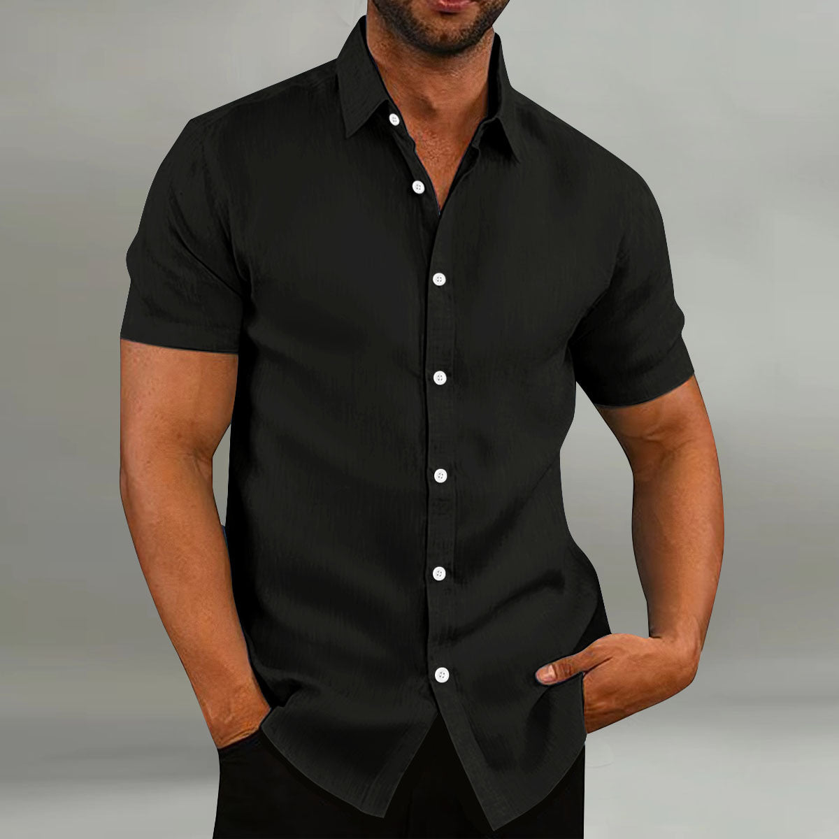 Chemise de loisirs à manches courtes pour hommes avec patte de boutonnage Chic und Stil