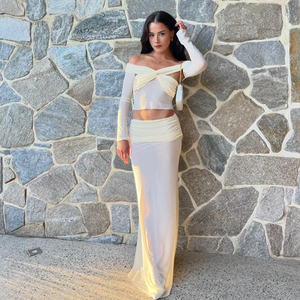 Robe de soirée deux pièces raffinée pour femmes en style off-shoulder Chic und Stil