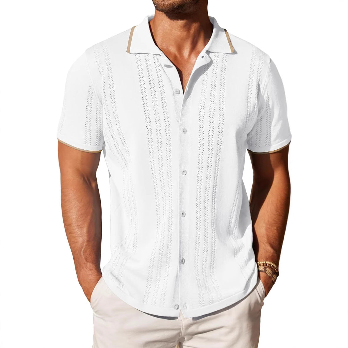 Chemise à manches courtes pour hommes avec motif texturé Chic und Stil