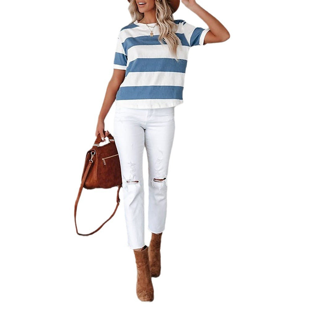 T-shirt rayé stylé pour femmes Chic und Stil