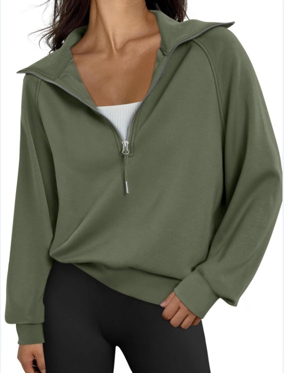 Pull-over décontracté pour dames avec col montant et zip Chic und Stil