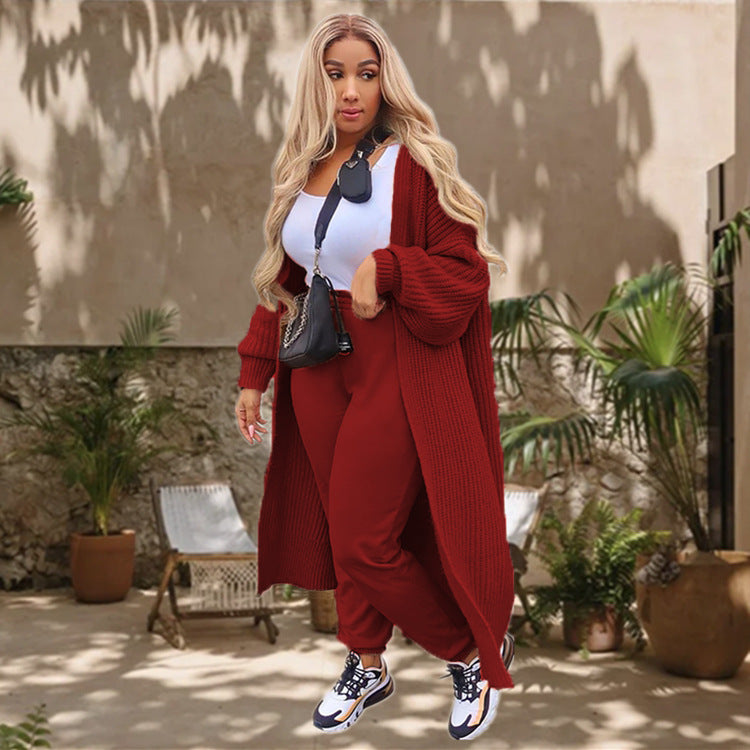 Dame Long cardigan en maille avec motif structuré et front ouvert Chic und Still