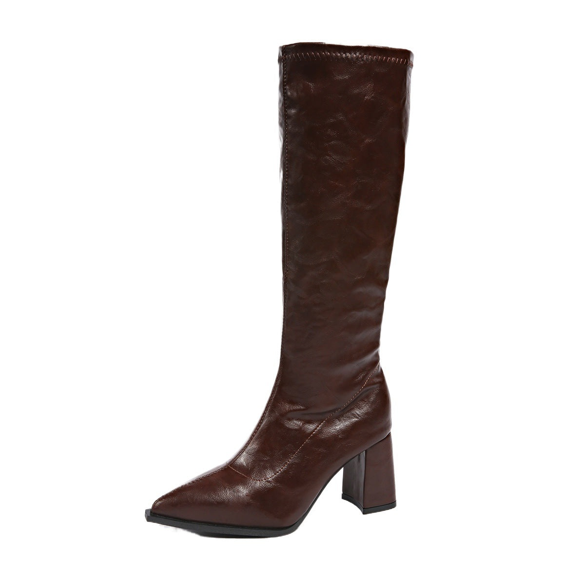Bottes à la mode pour femmes avec un talon bloc et une pointe effilée Chic und Stil