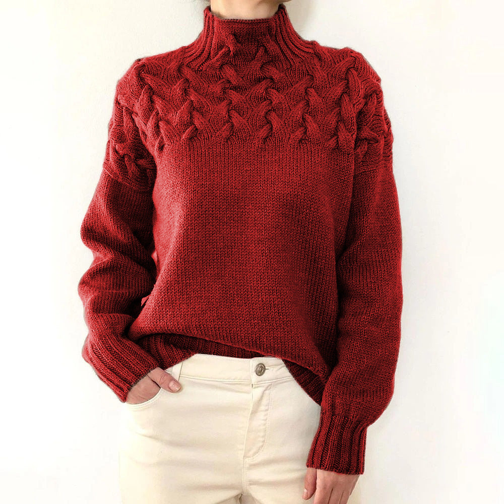 Pull en tricot pour femmes avec col montant et motif torsadé tendance Chic und Stil