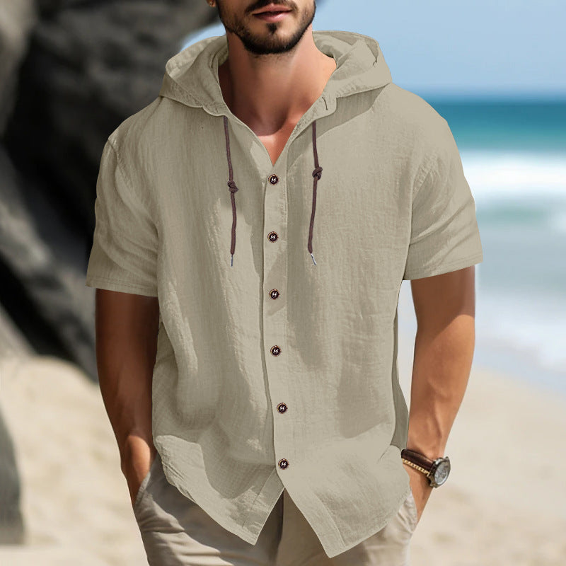 Chemise décontractée à manches courtes pour hommes avec capuche Chic und Stil