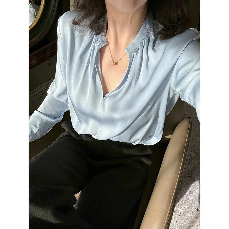 Chemisier long à manches pleates élégant pour femmes Chic und Stil
