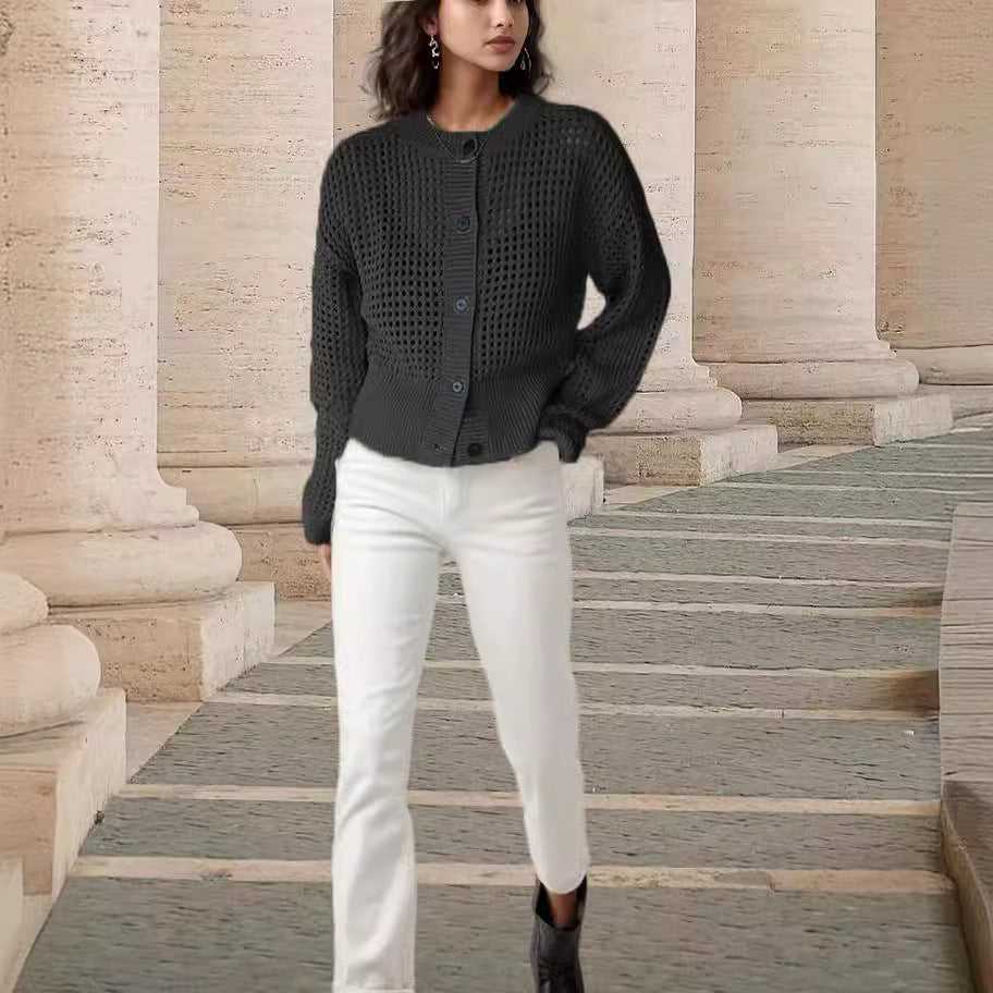Veste en tricot pour femmes avec une structure en filet aérien Chic und Stil