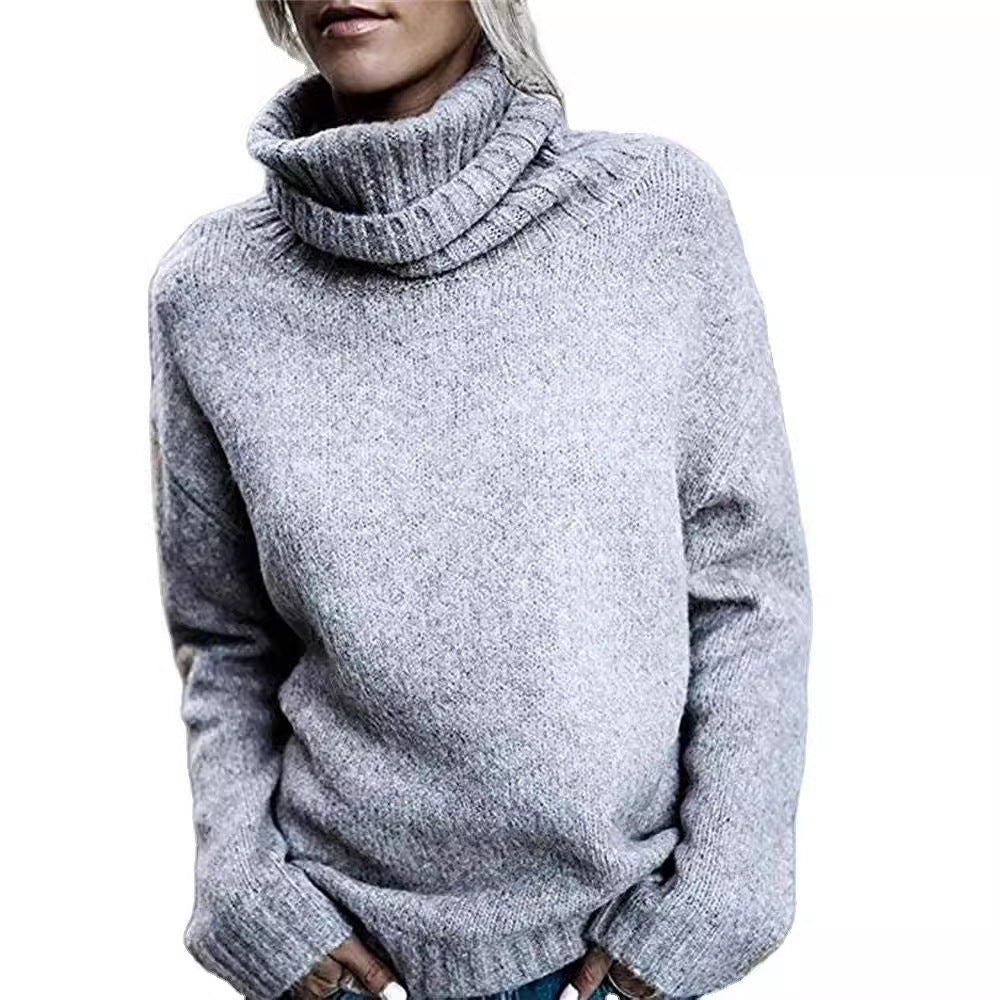 Pull en grosse maille pour femmes avec col montant et coupe décontractée Chic und Stil