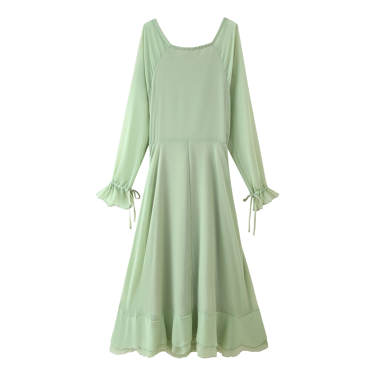 Robe maxi à volants pour femmes avec des liens élégants et une coupe décontractée Chic und Stil