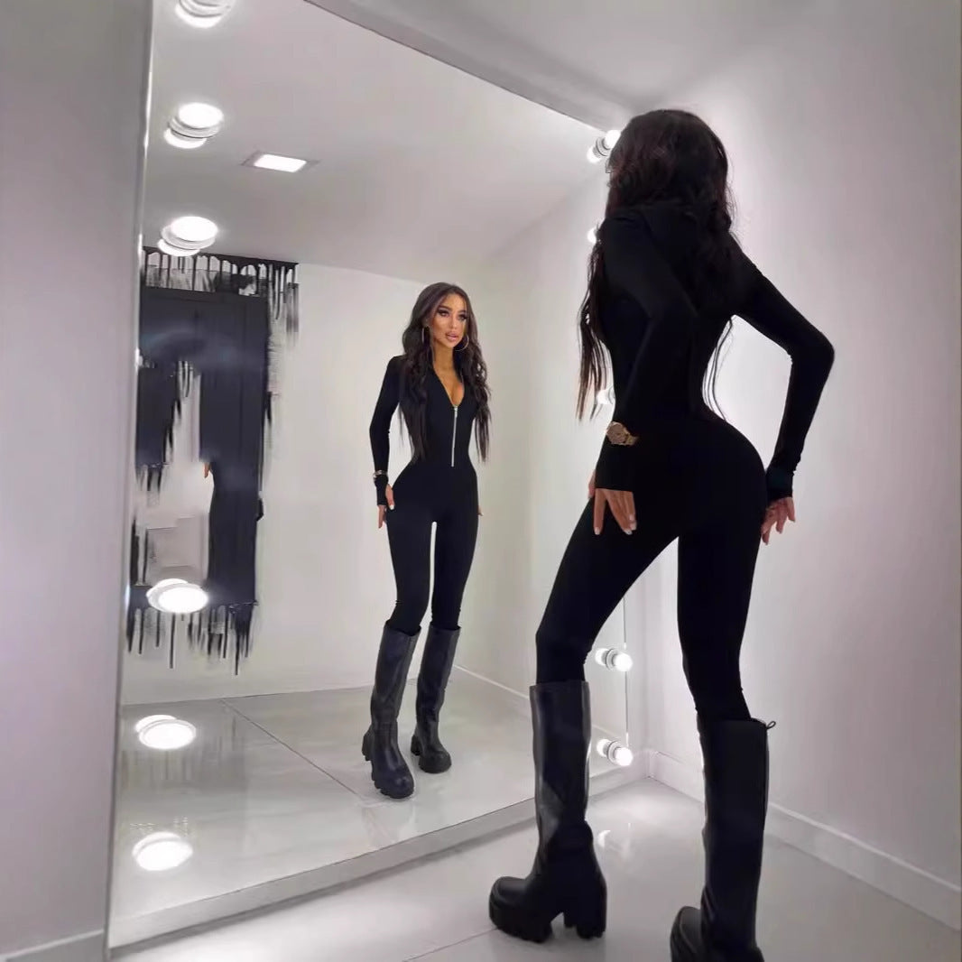 Combinaison sportive pour femme avec fermeture éclair et coupe ajustée Chic und Stil