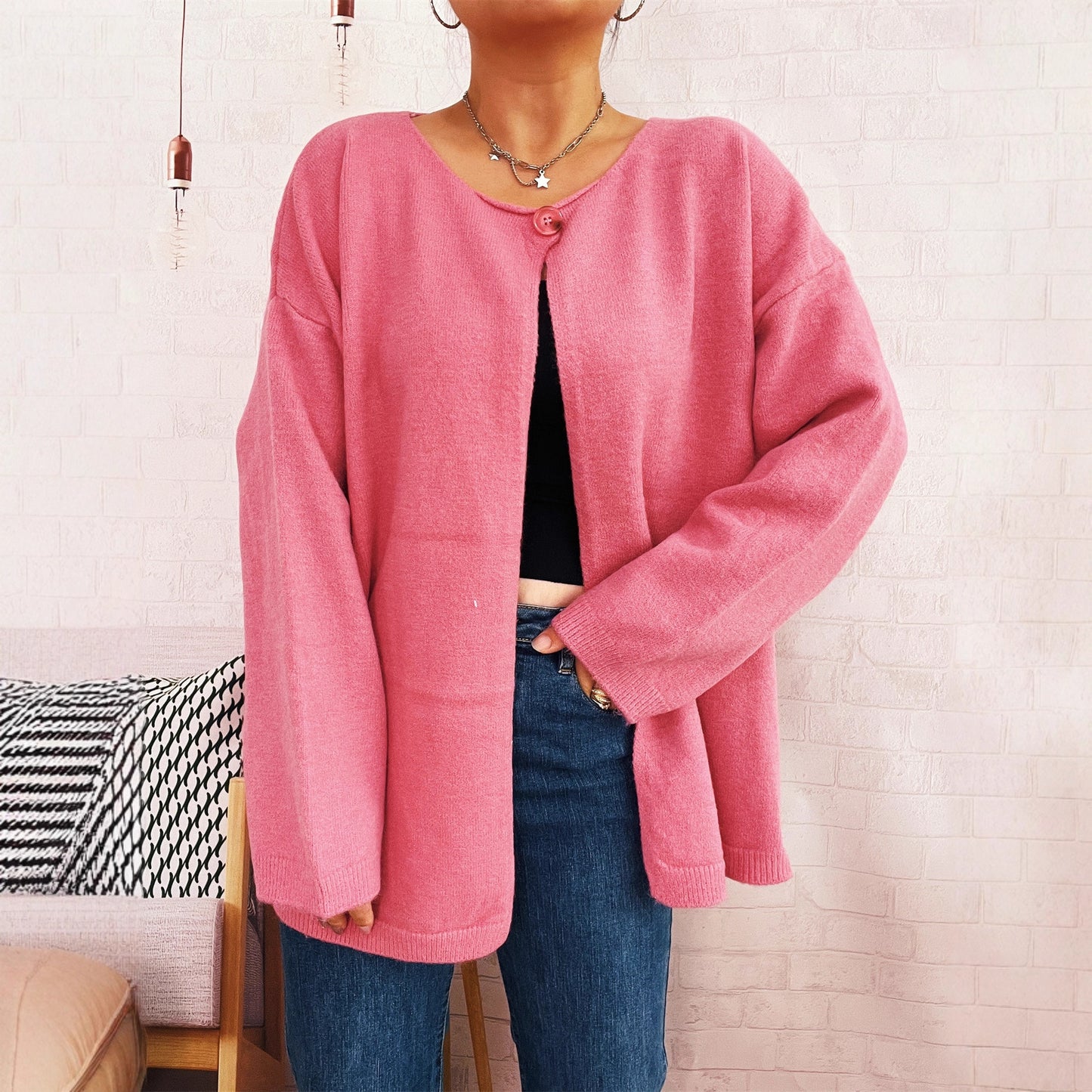 Cardigan en tricot décontracté pour femmes à coupe ouverte et matériaux doux Chic und Stil