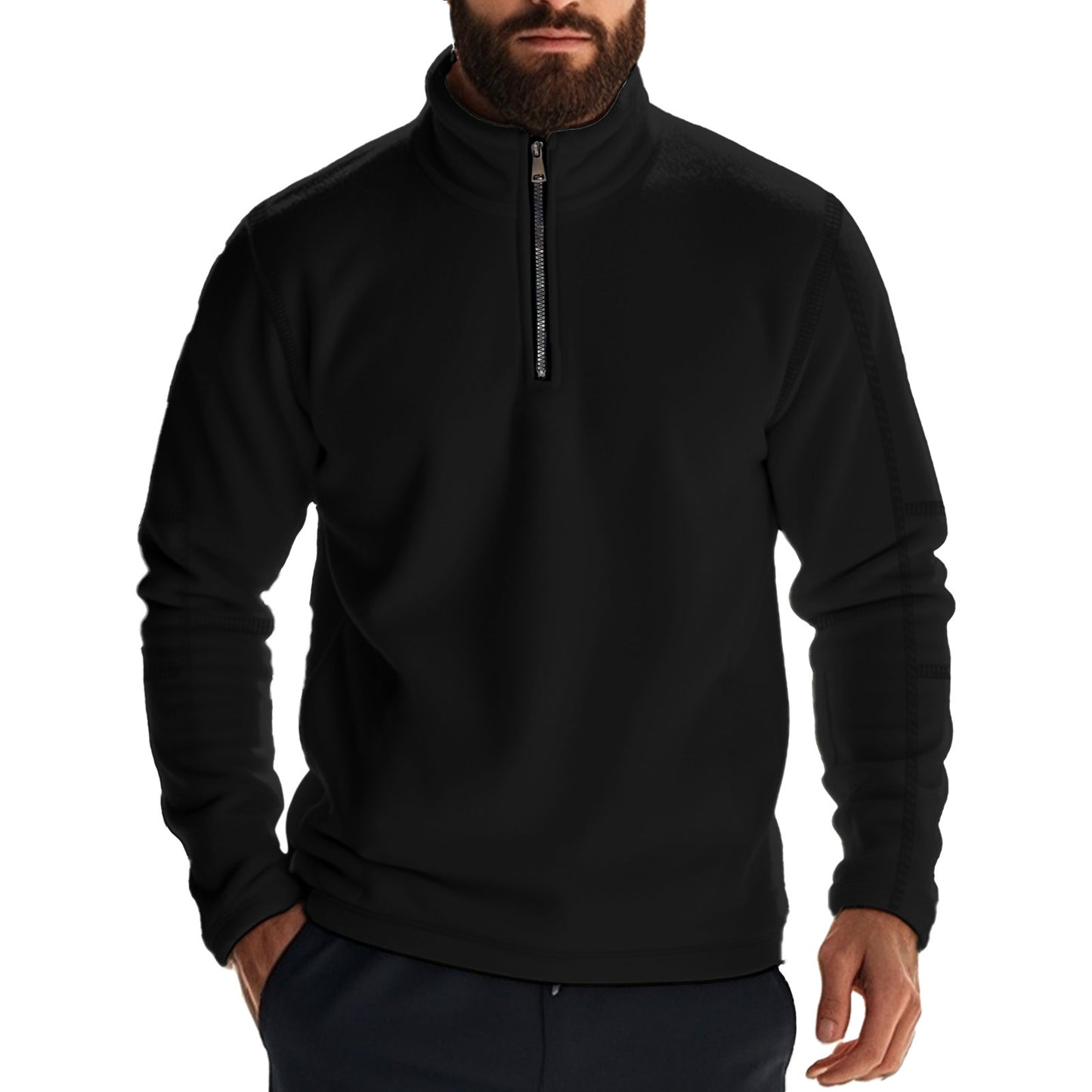 Pull en polaire pour hommes avec col montant et fermeture éclair Chic und Stil