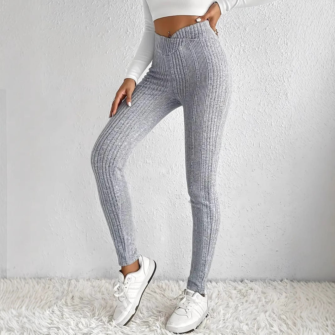 Leggings côtelées taille haute pour femmes Chic und Stil