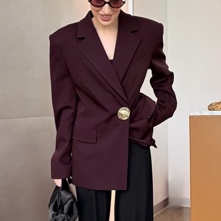 Blazer oversized pour femmes avec bouton doré Chic und Stil