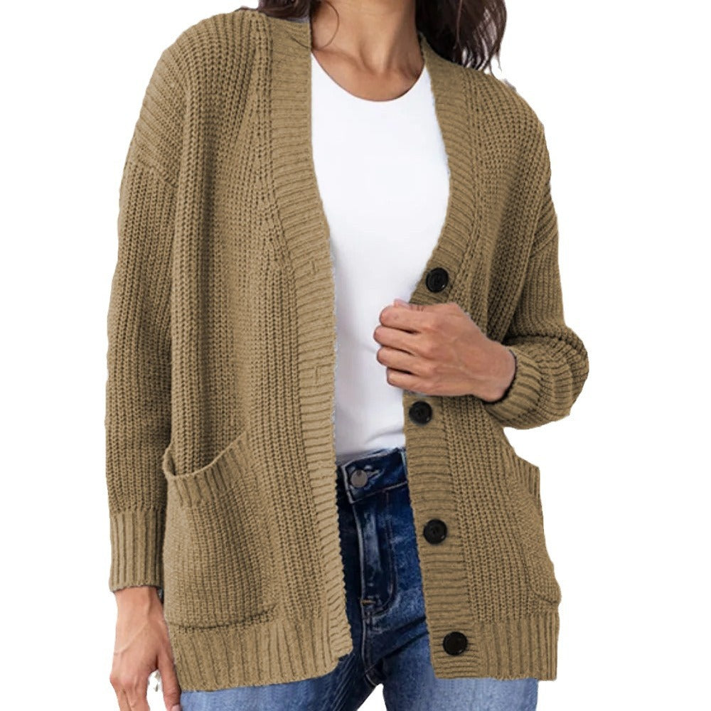 Cardigan en gros tricot pour femme avec poches pratiques et coupe décontractée Chic und Stil
