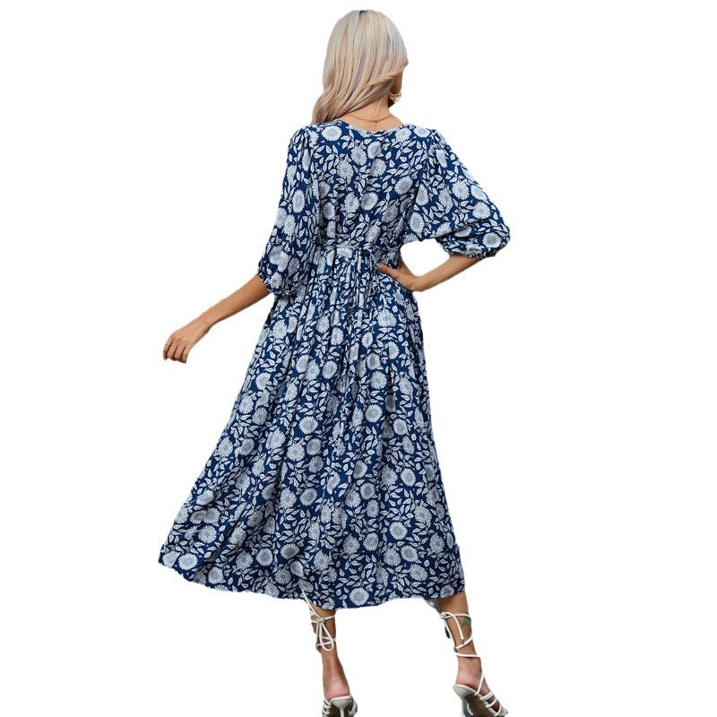 Robe midi florale bohème pour femme Chic und Stil