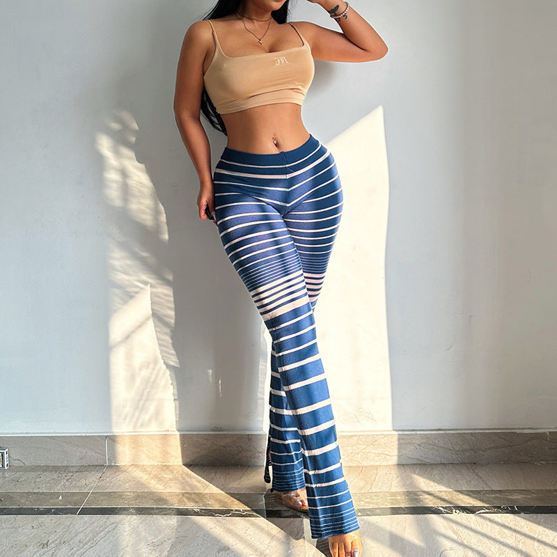 Leggings rayées taille haute pour femmes Chic und Stil