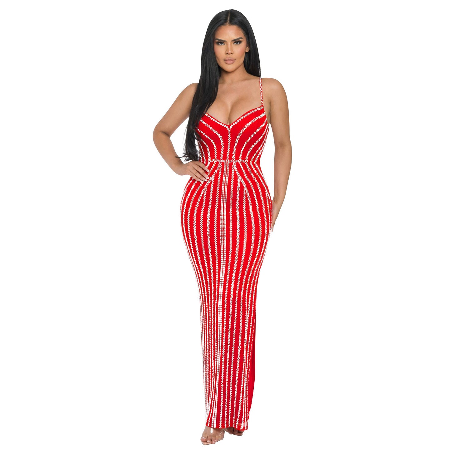 Robe de soirée Bodycon femme avec détails scintillants sans bretelles Chic und Stil