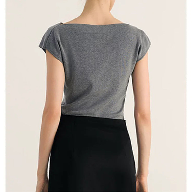 T-shirt contemporain à col drapé pour femmes Chic und Stil