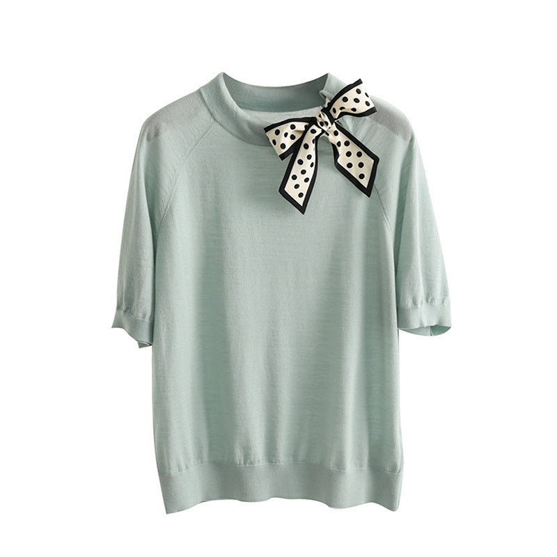 Haut en tricot élégant pour femme avec nœud décoratif Chic und Stil
