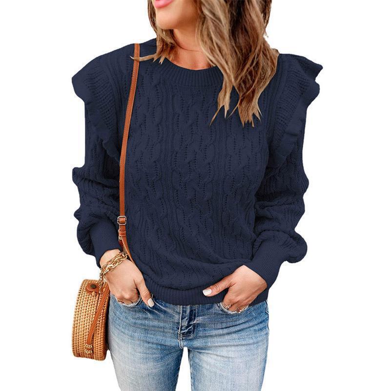 Pull en tricot surdimensionné pour femmes avec volants Chic und Stil