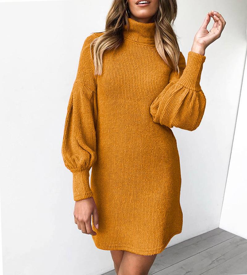 Robes pour femmes avec col haut et manches volumineuses Chic und Stil