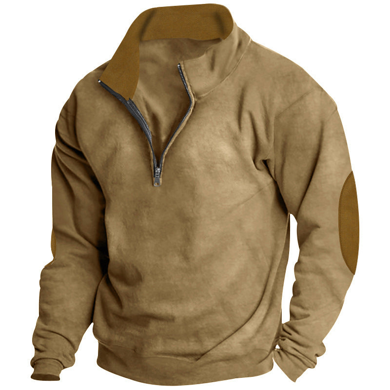 Pull confortable pour hommes avec demi-fermeture éclair et élégants patchs aux coudes Chic und Stil