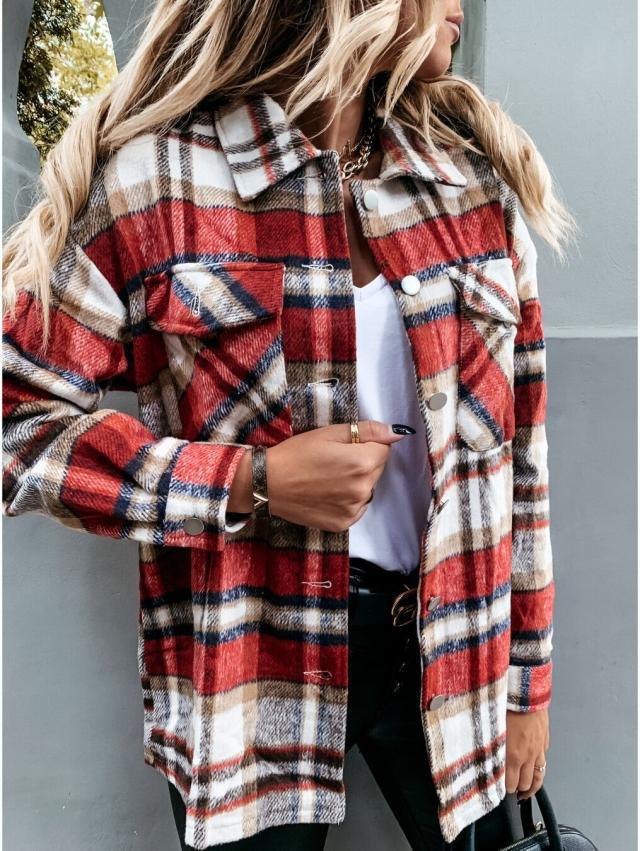 Chemise surchemise à carreaux pour femmes en flanelle douce Chic und Stil