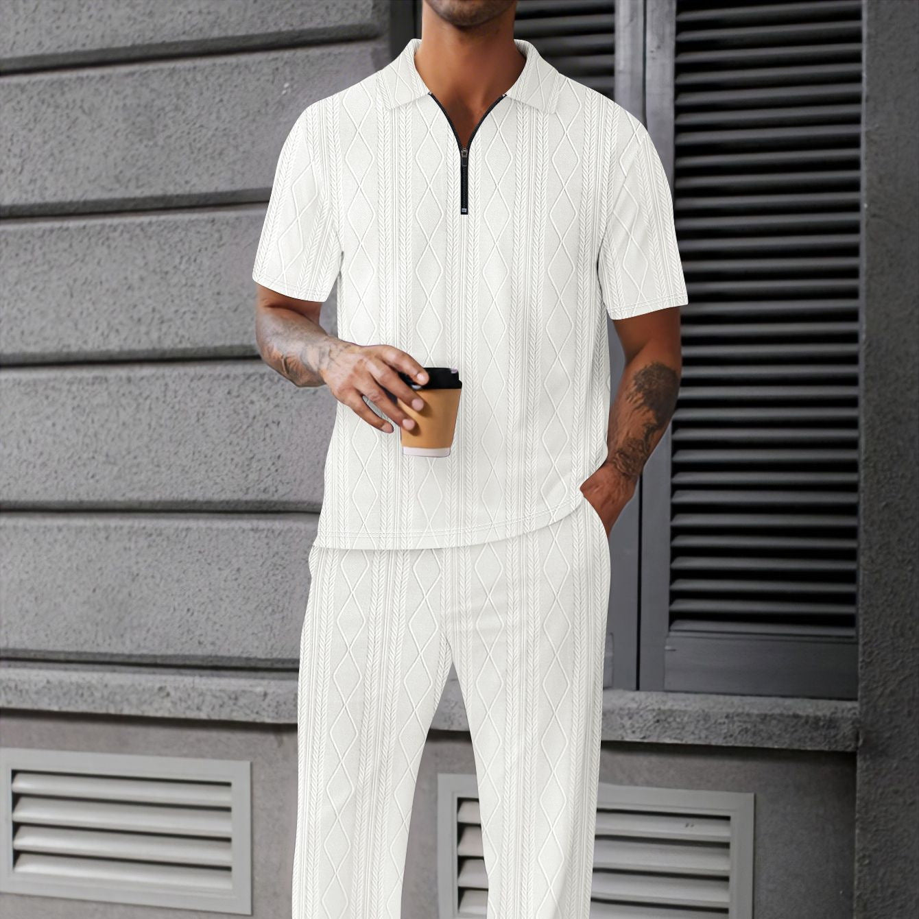 Hommes ensemble polo en tricot élégant Chic und Stil