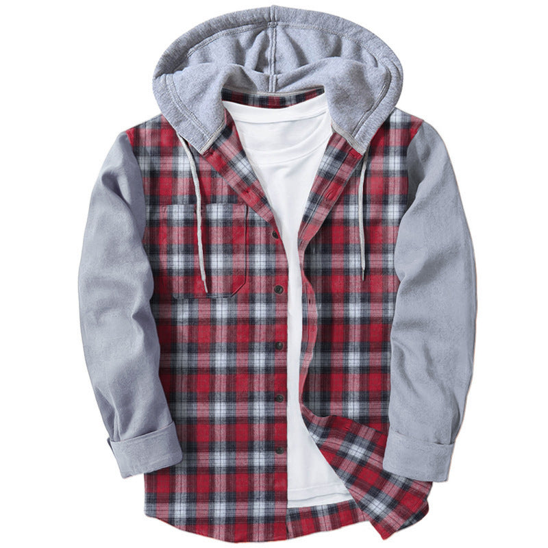 Casual flannel shirts for men with hood and two patch pockets Chic and Style