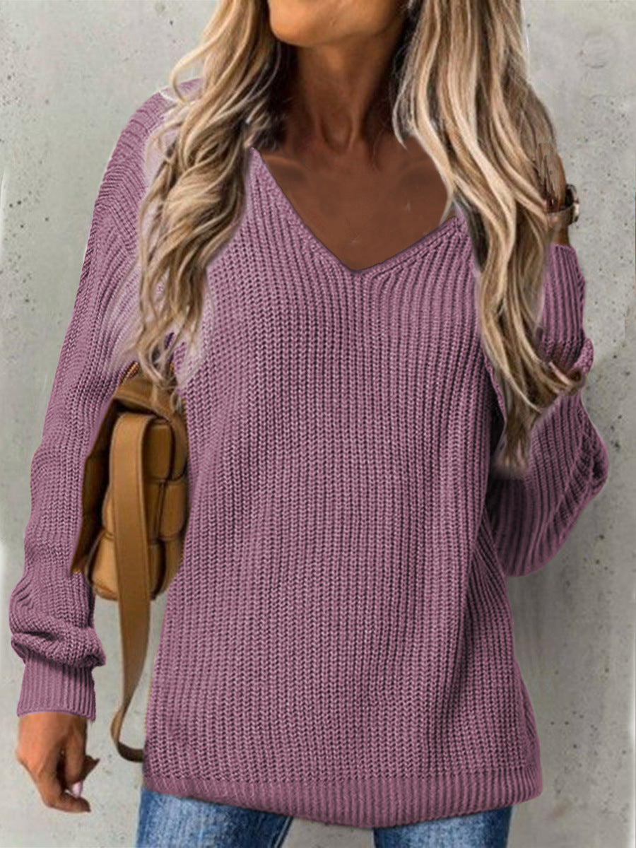 Pull-over en tricot épais à encolure en V pour femmes avec coupe décontractée Chic und Stil