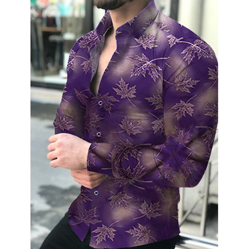Chemise à manches longues élégante pour hommes avec un motif de feuilles moderne Chic und Stil