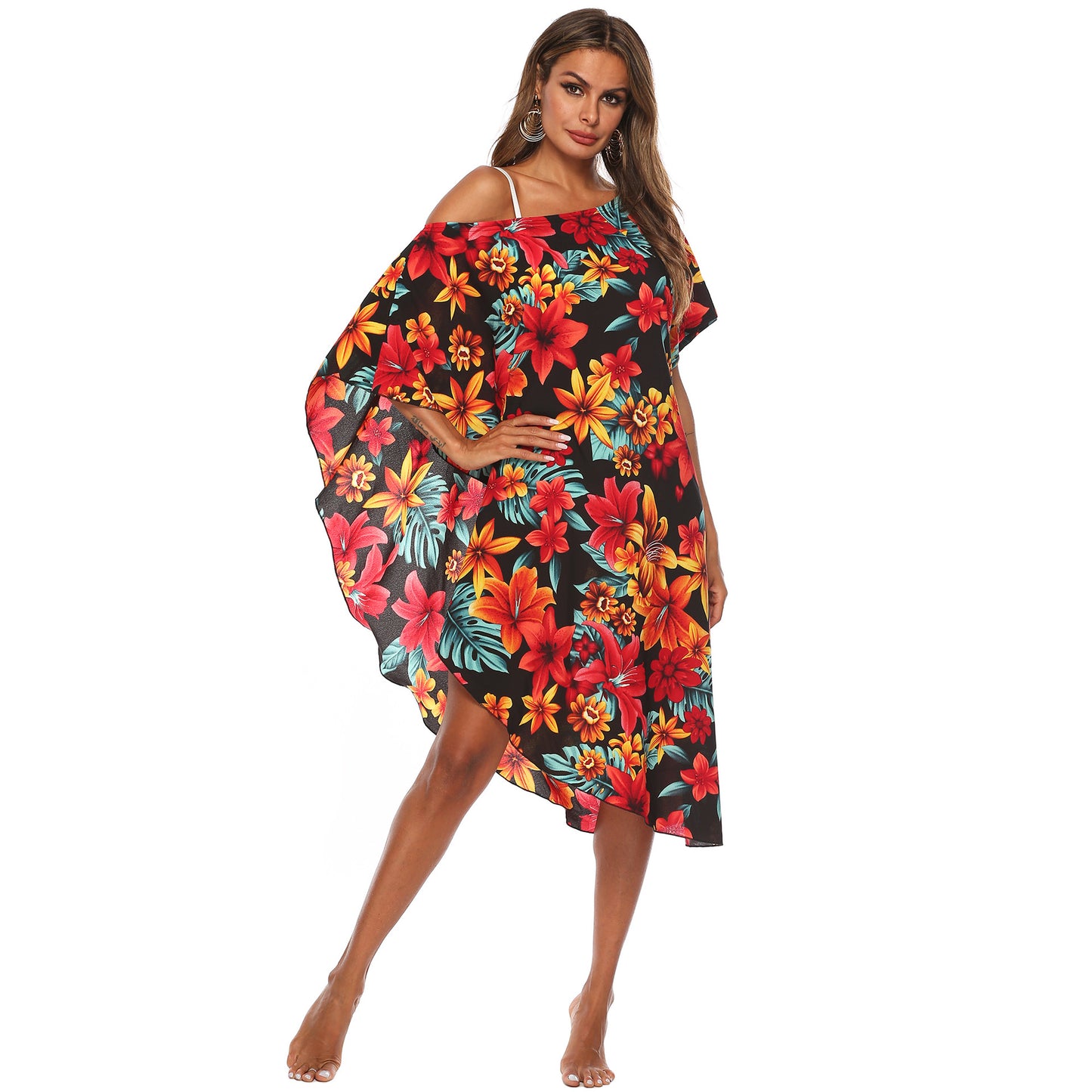 Robe Kaftan Imprimé Floral Femme Chic und Stil