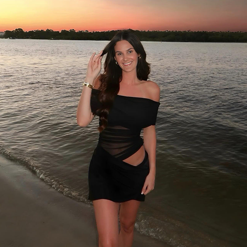 Robe moulante à épaules dénudées avec drapé pour femmes Chic und Stil