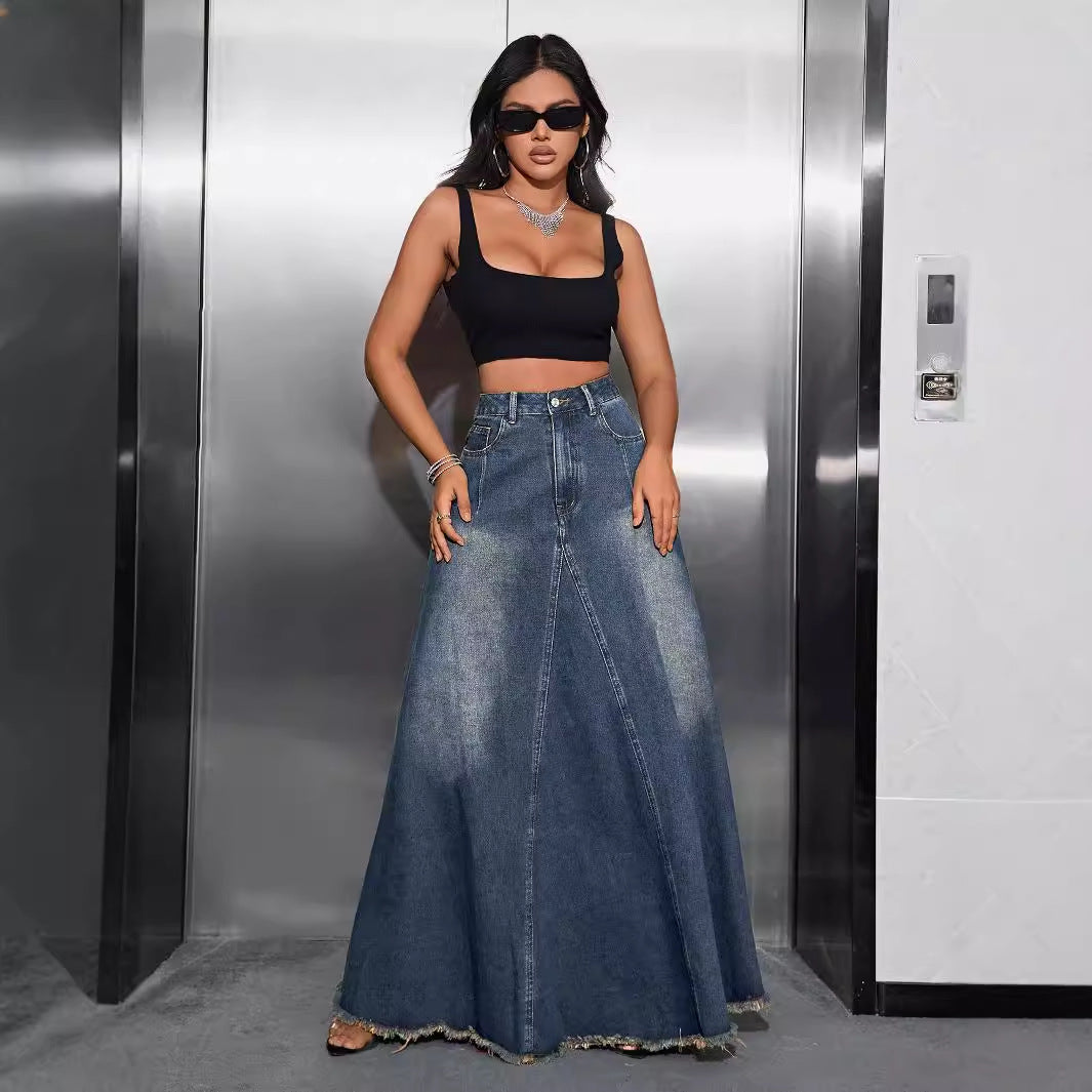 Jupe maxi femme avec ourlet frangé et coupe large Chic und Stil