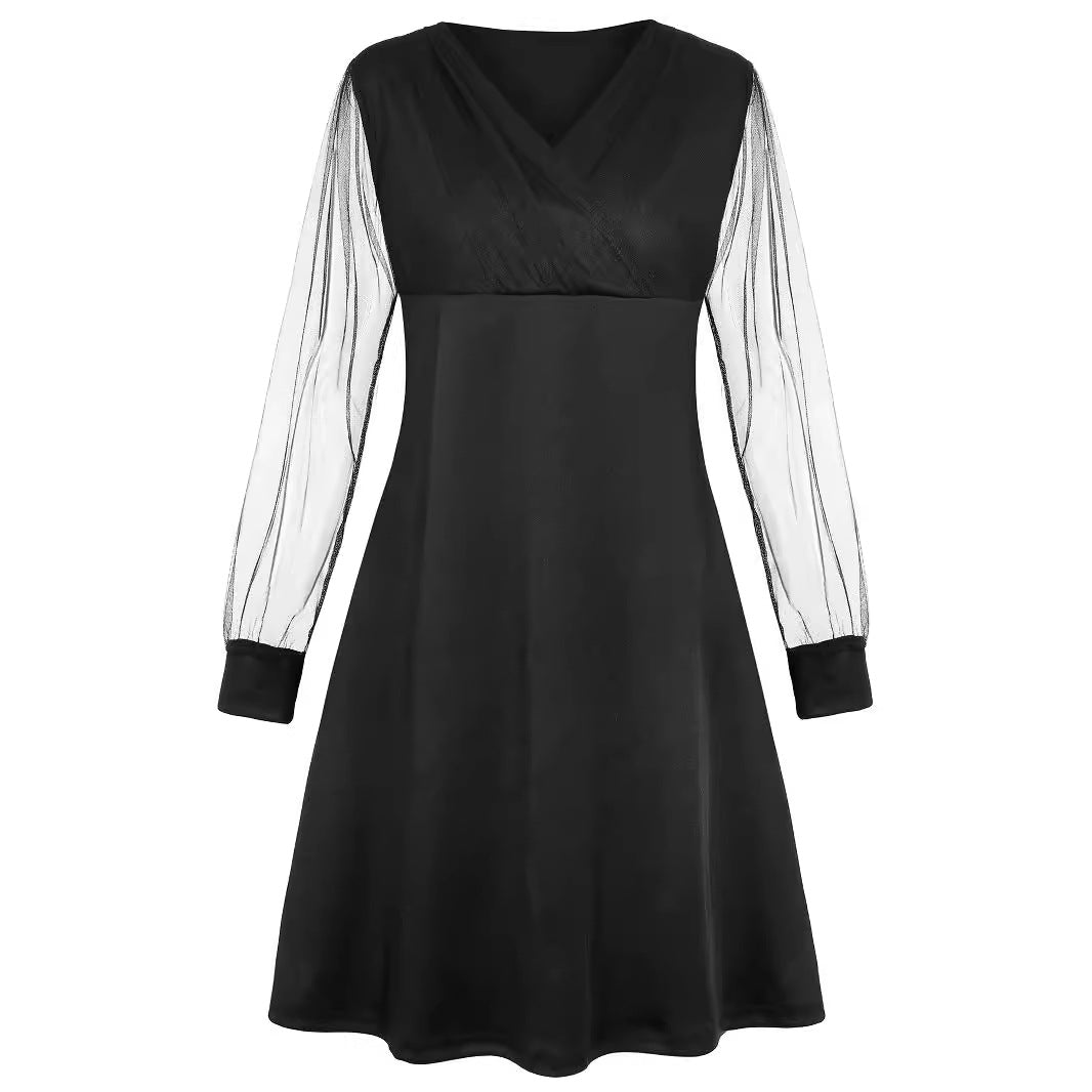 Women's Wrap Dress with Sheer Long Sleeves Chic und Stil