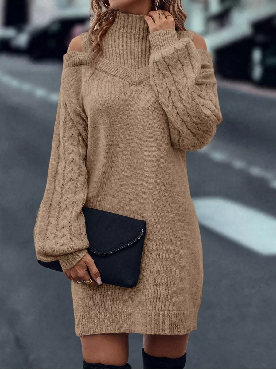 Robe tricot femme avec design off-shoulder et structure complexe de motif en torsades Chic und Still