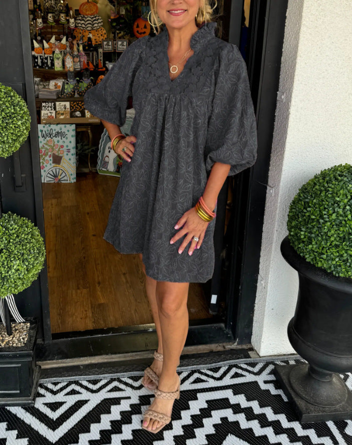 Robe mini brodée bohémienne pour femmes Chic und Stil