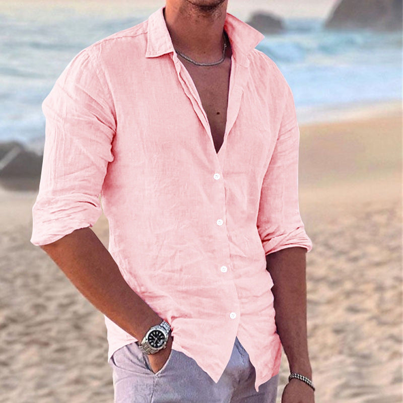 Hommes Chemise Décontractée Légère en Lin Boutonnée Chic und Stil