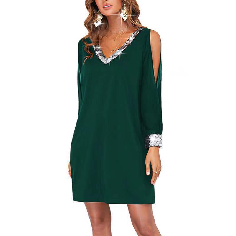 Robe mini élégante pour dames avec épaules dégagées et accents en sequins Chic und Stil