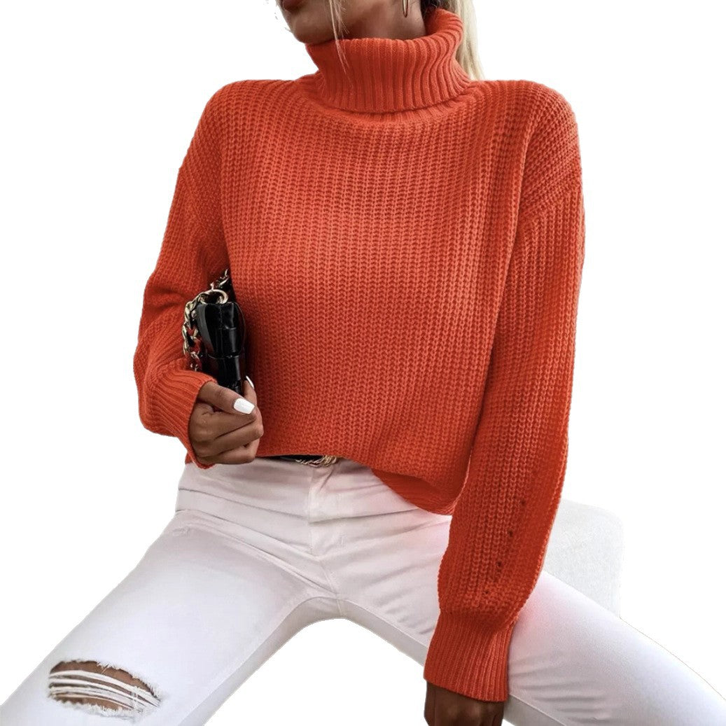 Dames Pull chunky confortable avec col roulé et tricot texturé Chic und Stil