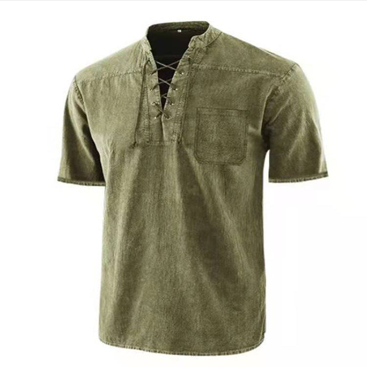 Chemise à manches courtes pour hommes avec un design moderne à lacets et une poche poitrine Chic und Stil