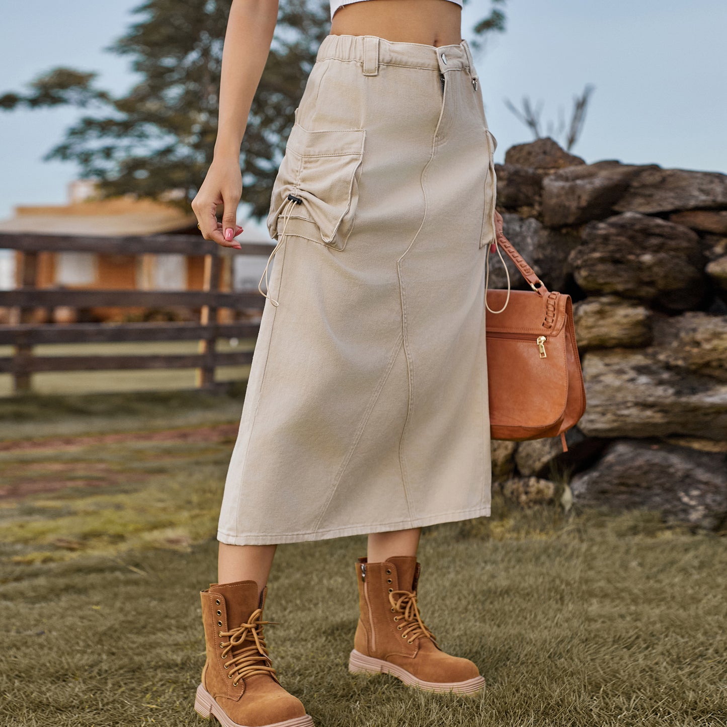 Jupe maxi pour femmes au style utilitaire avec poches pratiques Chic und Stil