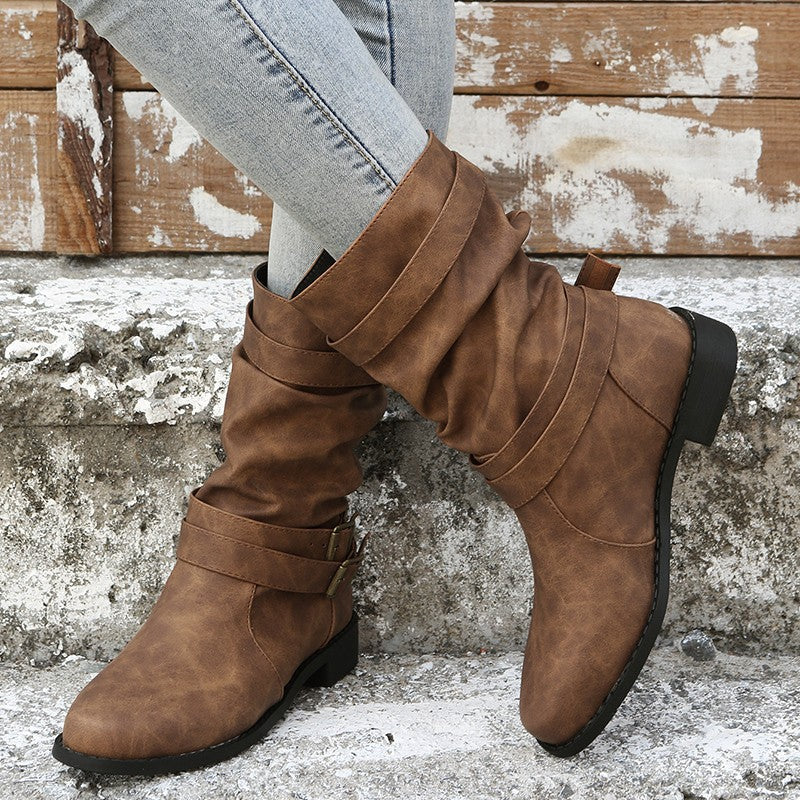 Bottes robustes pour femmes avec boucles tendance et design décontracté Chic und Stil