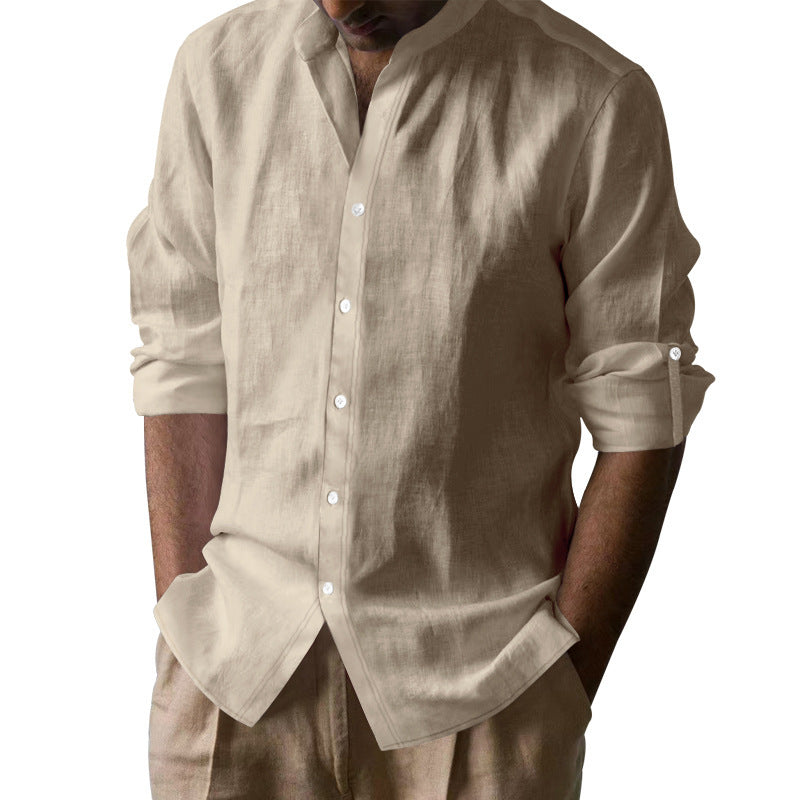 Chemise décontractée à manches longues pour hommes avec col Henley en matériau respirant Chic und Stil