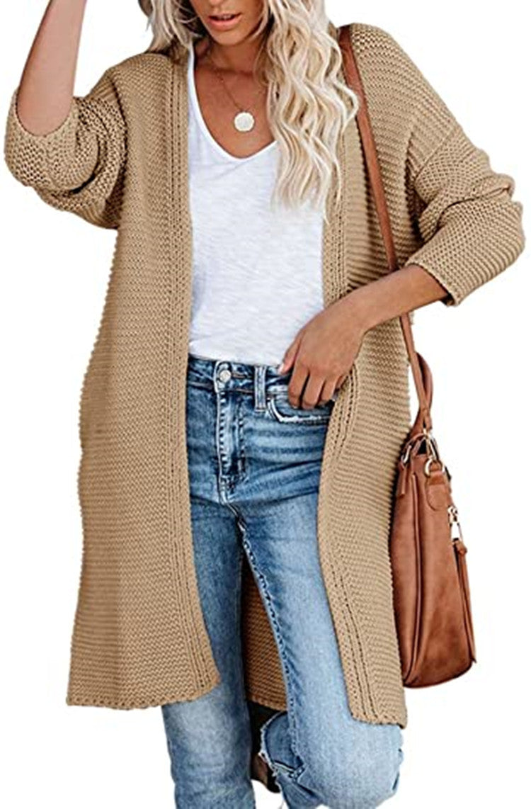 Dames gros tricot cardigan avec des ouvertures à l'avant et des poches pratiques Chic und Stil