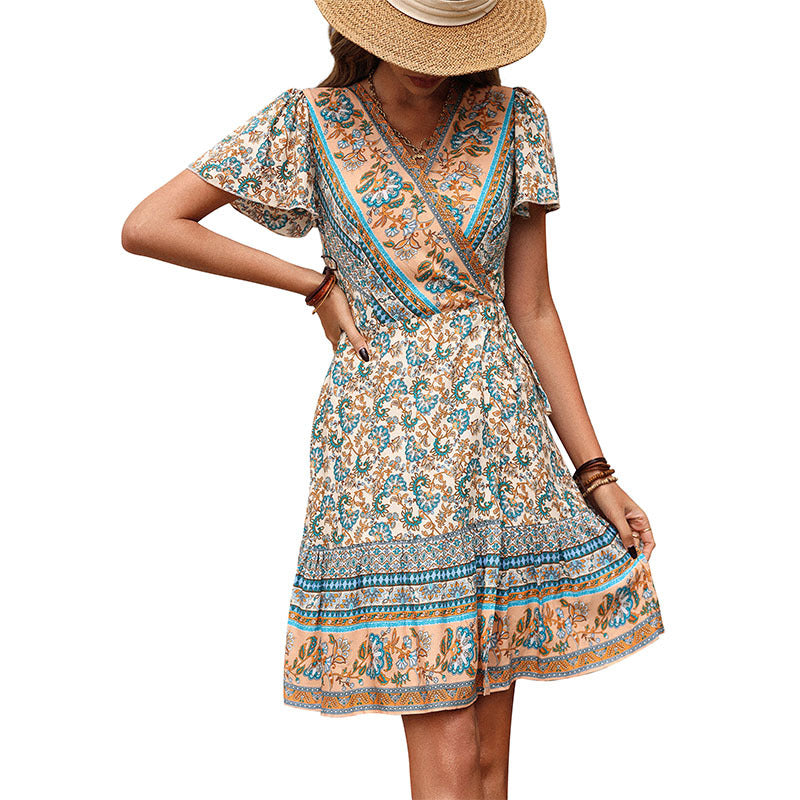 Robe midi enveloppante pour femme avec imprimé floral Chic und Stil