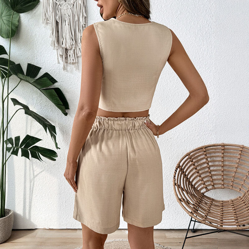Femme Élégante Ensemble de Blouse et Shorts Deux Pièces Chic und Stil
