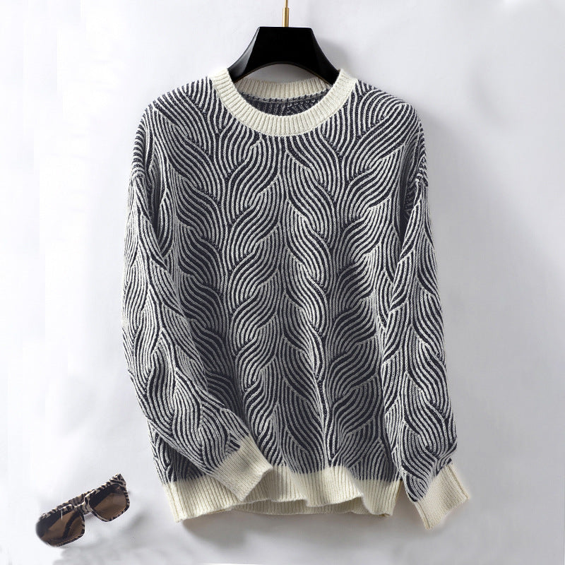 Pull en tricot pour femmes avec motif vagues moderne Chic und Stil